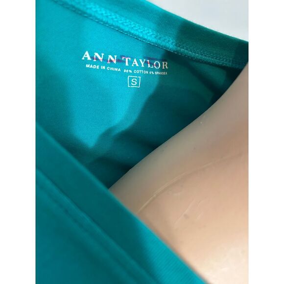 Ann Taylor Teal Embellished Rhinestone Scoop Neck Top Sparkly Evening Blouse S - Picture 4 of 4